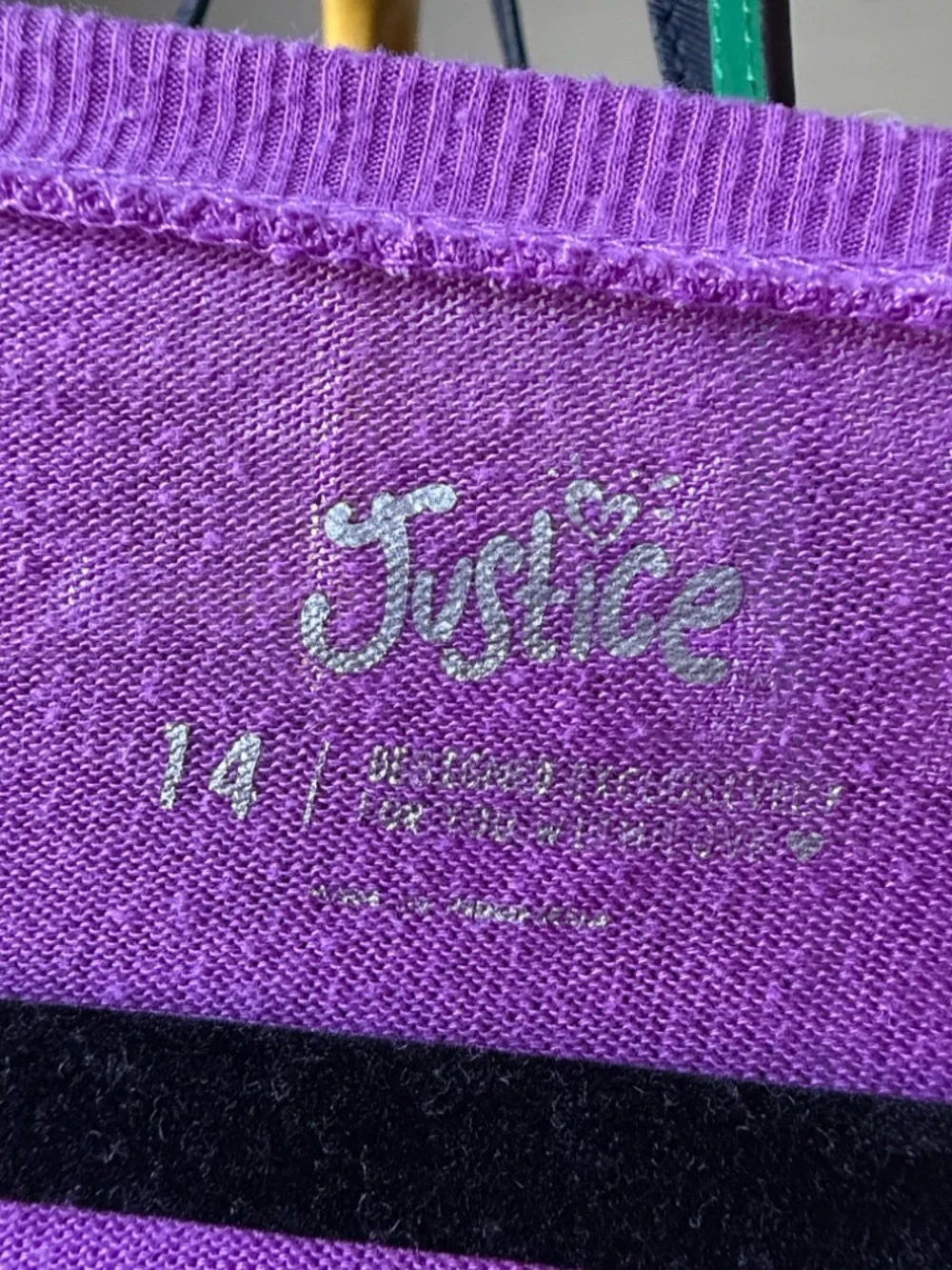 Justice Purple Long Sleeve Emoji & Puppy Graphic Tee size 14
